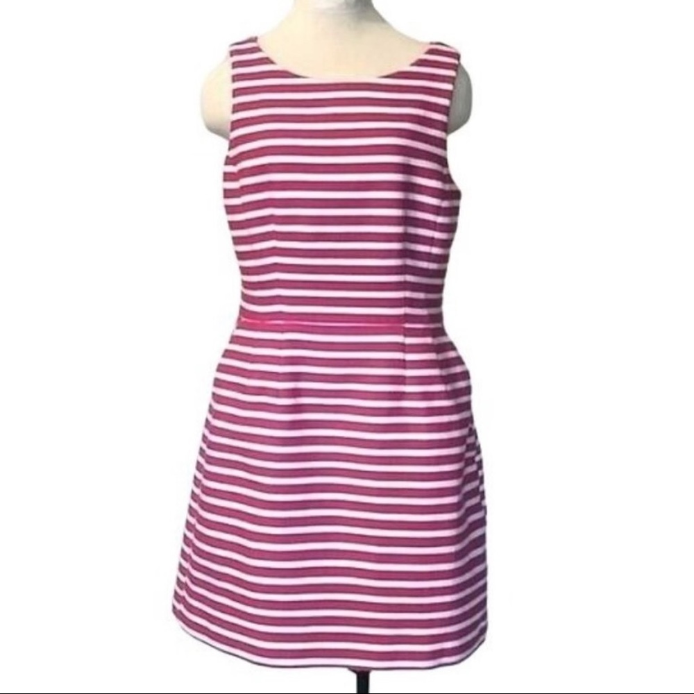 NWT Halogen Shift Dress with Back Cutout Detail Pink and White Stripe & Pockets!